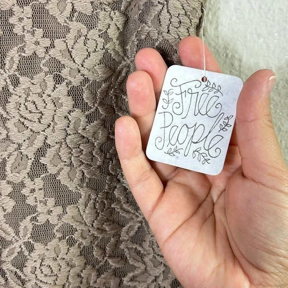 NWT Free People Ombre Foil Lace Fit & Flare Mini Dress Size S Cream Gold - Picture 8 of 16